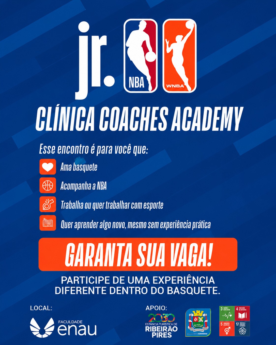 Clínica Coaches Academy Brasil chega a Ribeirão Pires com capacitação gratuita baseada na metodologia da Jr. NBA