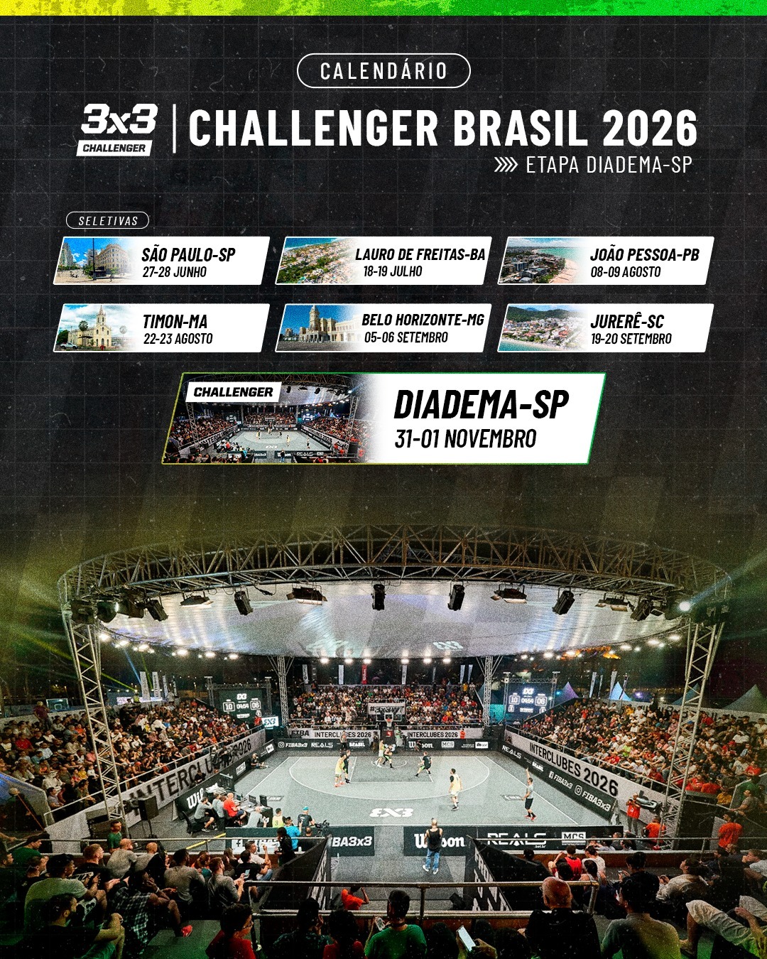 Diadema entra no circuito mundial e sediará etapa internacional do Challenger de Basquete 3x3 da FIBA