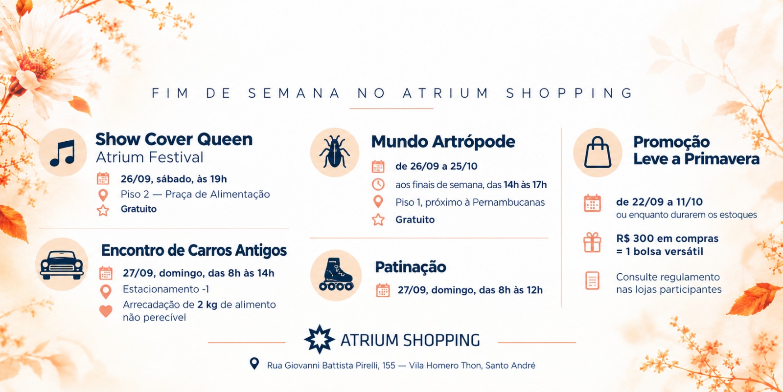 Atrium Shopping reúne show cover do Queen, carros antigos e atrações gratuitas neste fim de semana