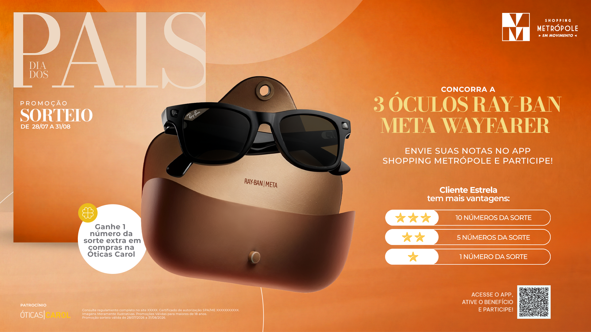 Shopping Metrópole celebra o Dia dos Pais com sorteio de óculos Ray-Ban Meta e campanha Compre & Ganhe